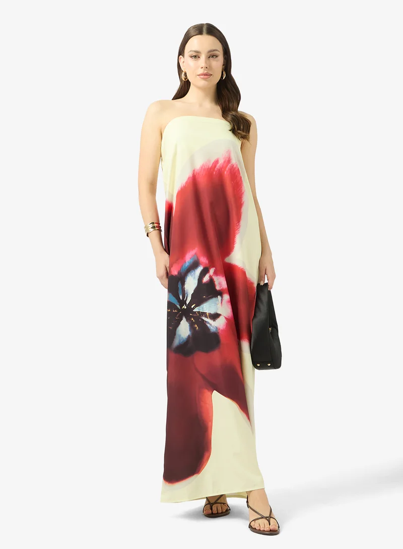 Ginger  Bandeau Floral A Line Dress for Women | Best Price UAE